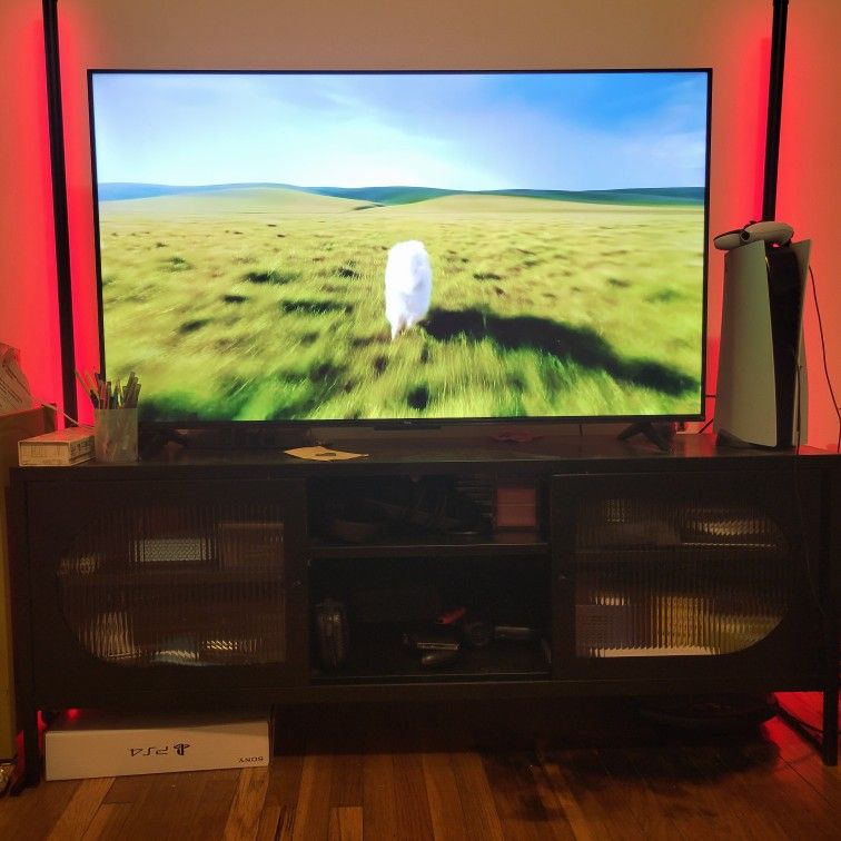 Fluted Black Metal TV Stand