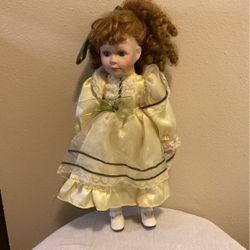 Vintage Porcelain Doll 17” Tall 