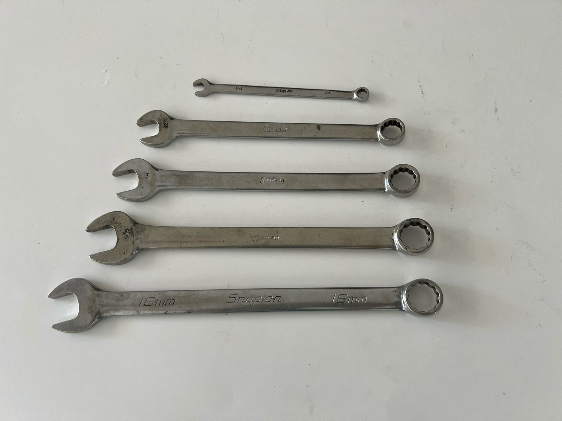 Snap-On 5pc Mixed OEXM/ OEX SAE & Metric 12pt /Flank Drive Long Wrenches - USA