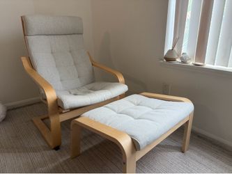 Beige IKEA POÄNG armchair & Ottoman