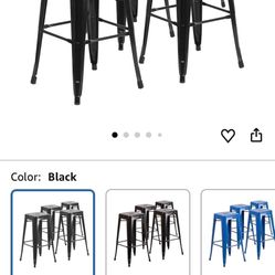 4 black metal Stools 30”H - Perfect condition
