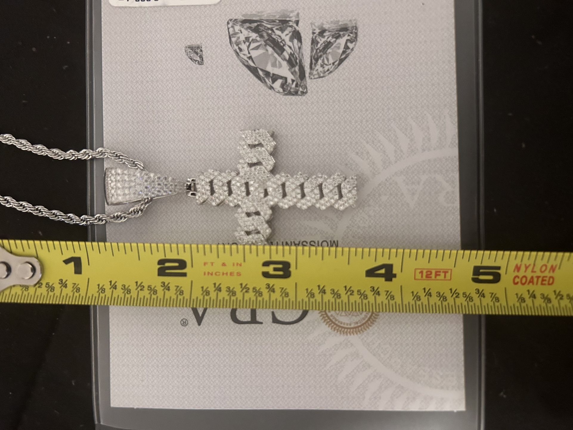 Small 1.45 Ct 10K White Gold CROSS Pendant VVS 1