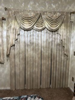 8 sets of this window treatment is a traditional swag valance with jabots (cascade side panels) in a formal, Victorian-inspired