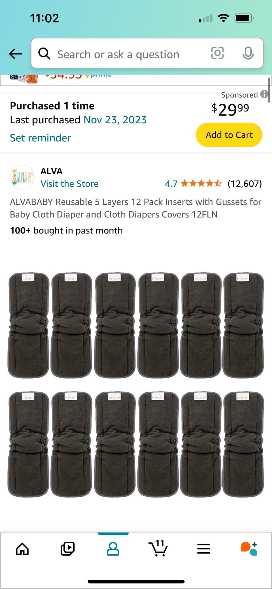 NEW - Never Used 48 Bamboo Charcoal Cloth Diaper Inserts