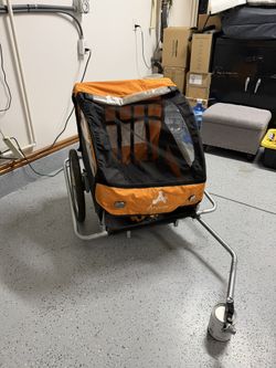 Aosom 2-Seater Kids Bike Trailer Bicycle Carrier – Orange & Black