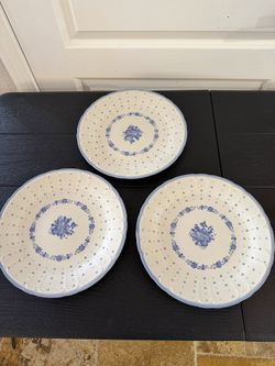 Sango Renaissance Stoneware Arcadia Blue plates