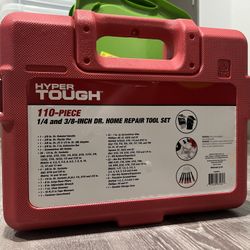 Hyper Tough 116-Piece Home Repair Tool Set w/ Tool Box (SAE & MM)