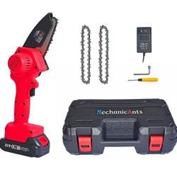 4-inch Electric Chain Saw For Tree Trimming & Wood Cutting Handheld Mini Pruning Shears Chainsaw 