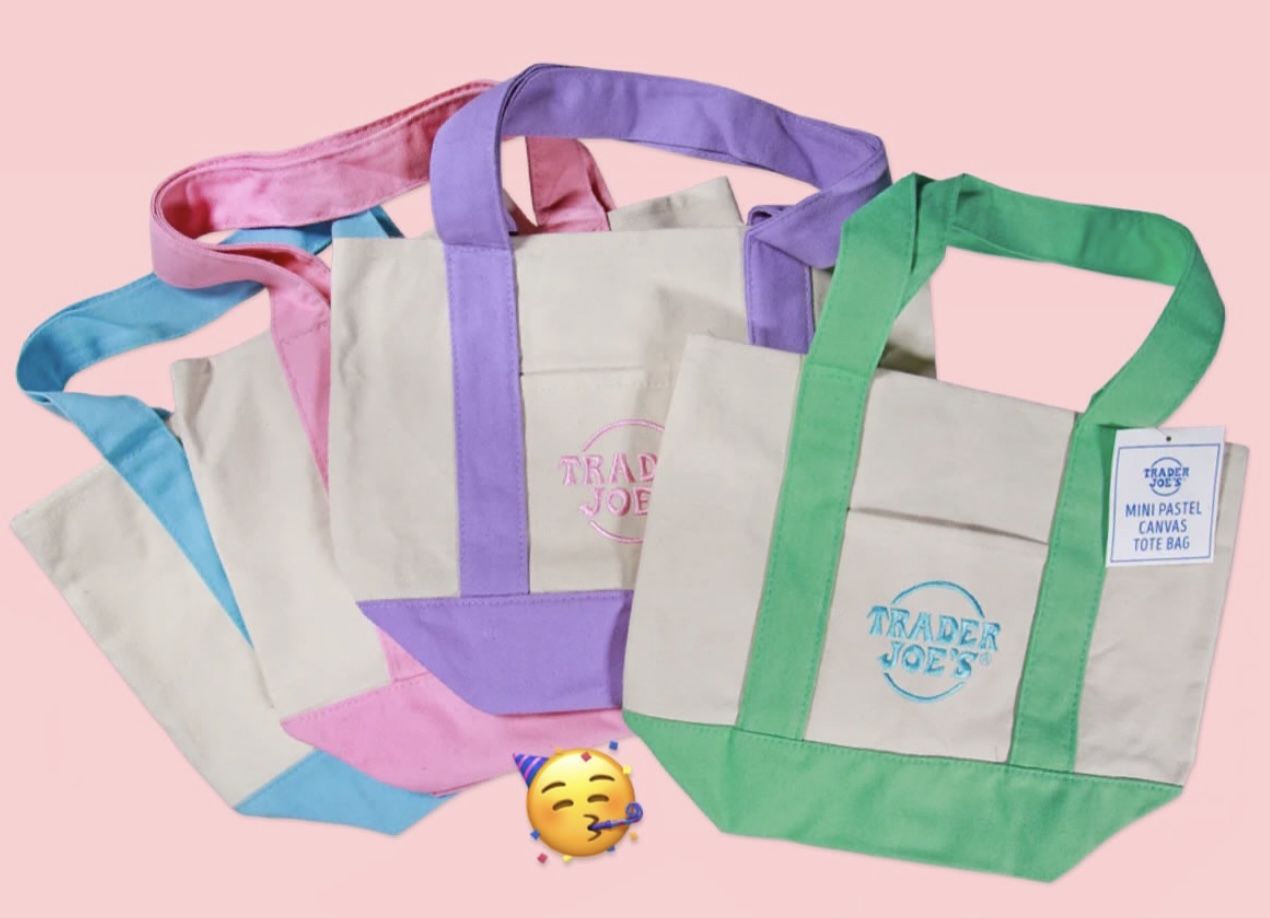 Trader Joes Mini Pastel Tote Bags