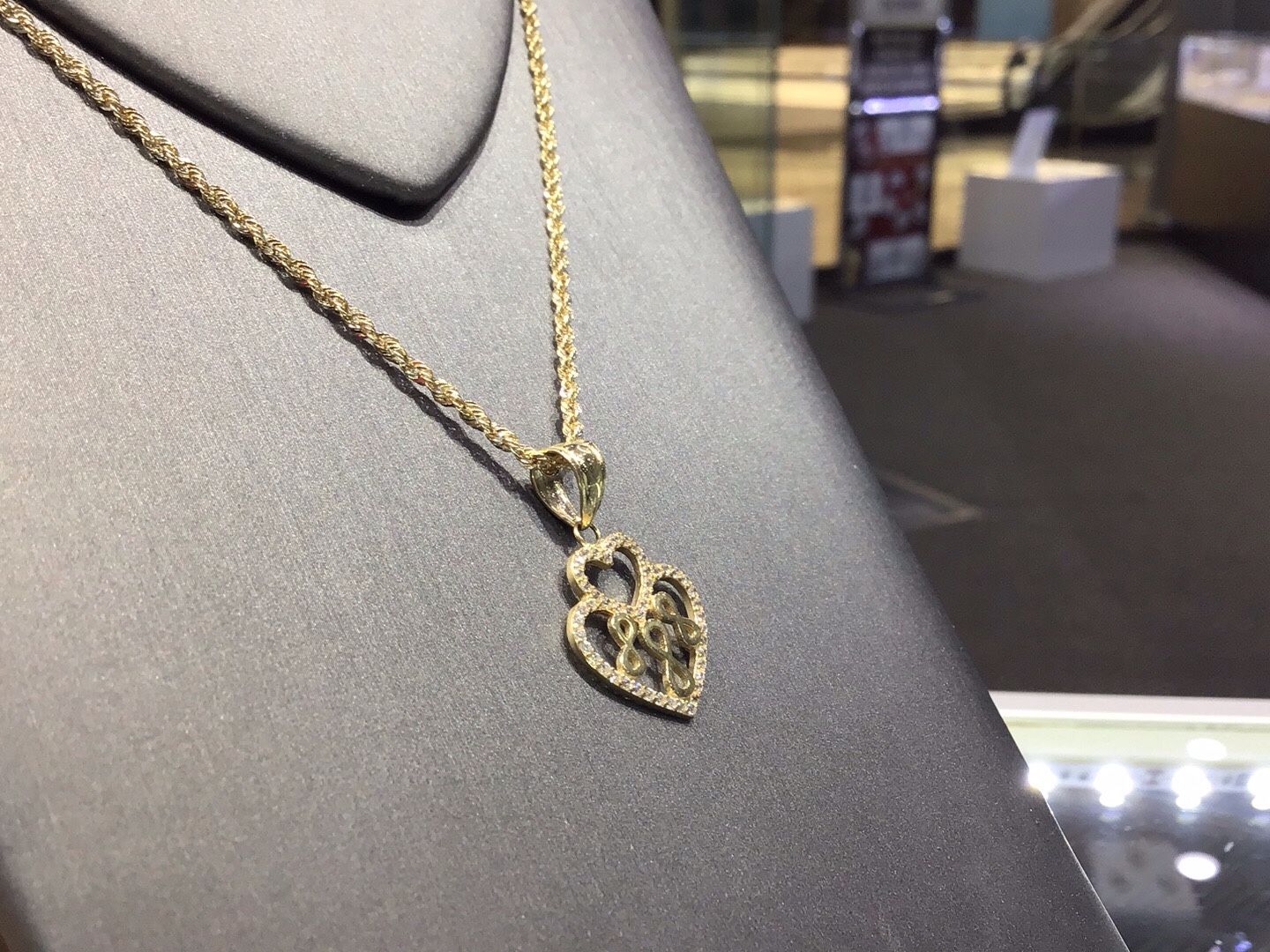 10k Gold Heart ❤️❤️❤️ Pendant With Infinite Design With Rope Chain Available In Stock ,…,All Products : American Fashion Style Bags On Sale