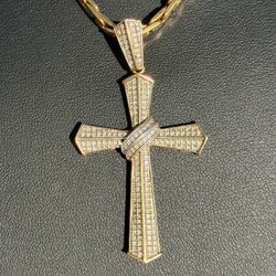 Jewelry 10k Solid Two Tone Yellow Gold Cross Natural Diamond 0.80CTW Religious Cross Pendant charm