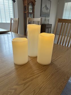 Large Flameless Candles - Set Of 3 - 12”, 10” And 8”