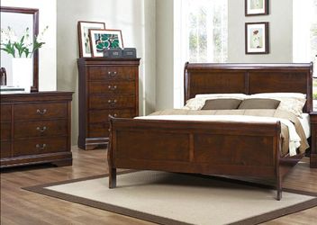 Cherry queen sleigh bed