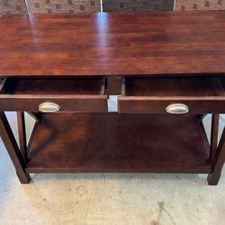 Wooden Table and Matching Mirror