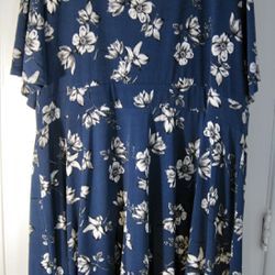 Plus Size Torrid Size 4 Blue Floral Dress with White Flowers