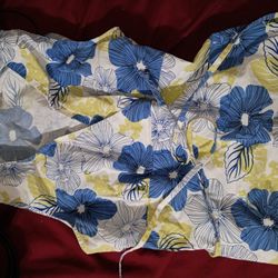 Blue,Yellow And White Tie Top 