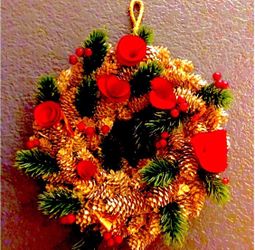 Classy Christmas Wreath Xmas Decoration Red Green Door Wall Home Decor Accents
