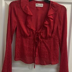 Brand New Classic Red & Black Long Sleeve Dressy Tops Size M $6.00 Each 