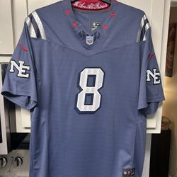 New England Patriots #8 Stefon Diggs 2025 Storm Blue Rivalries Nike Jersey Size 2XL
