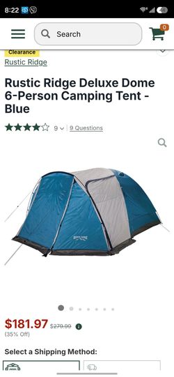 Rustic Ridge Deluxe Dome 6-Person Camping Tent - Blue