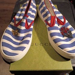 GUCCI  DUBLIN STRIPE SLIP - ON SNEAKERS 