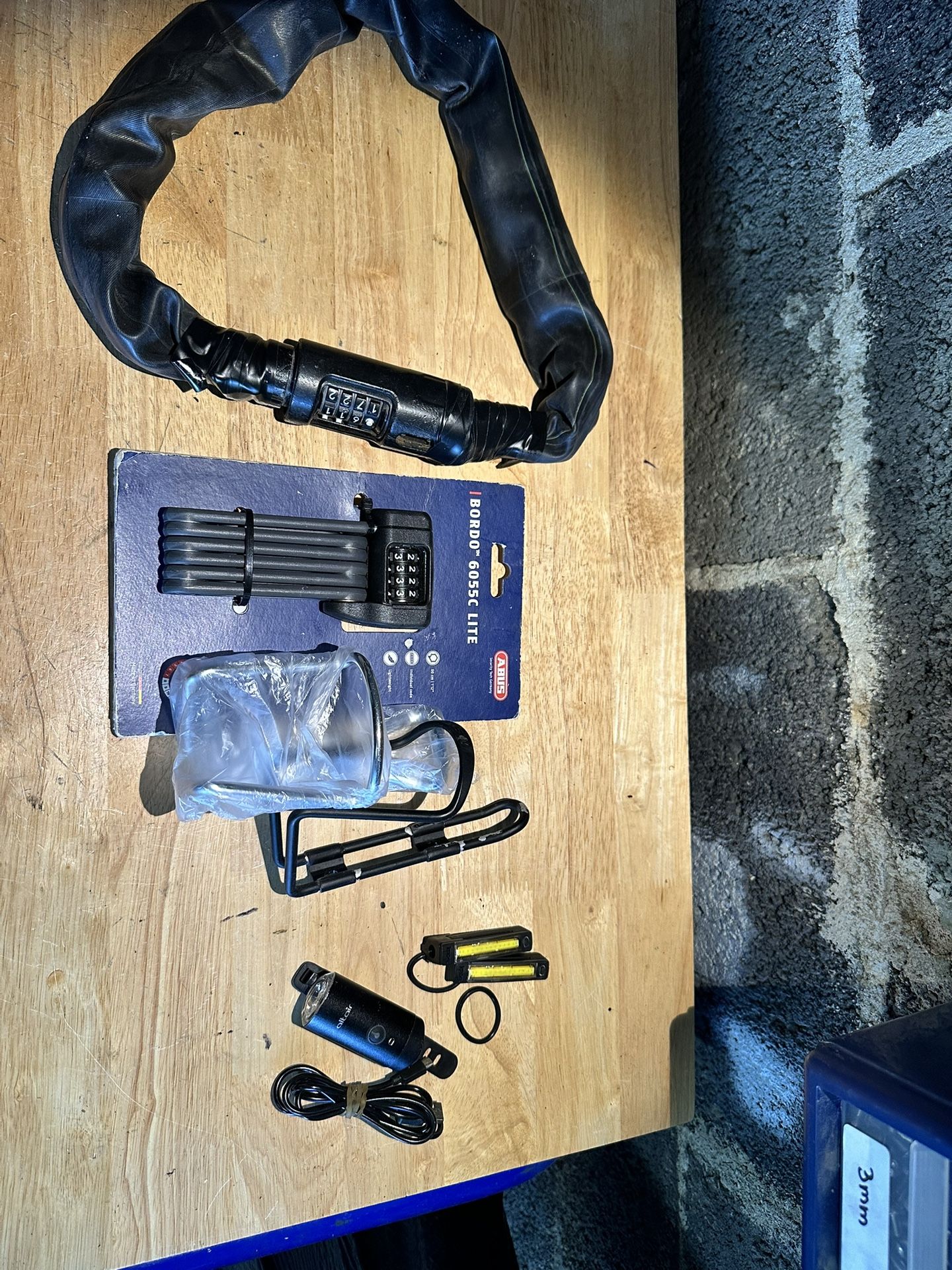 Bicycle Locks, Bottle Cages, And Lights