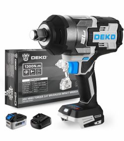 High Torque Impact Wrench: DEKOPRO 20V 3/4" Impact Gun, 1300Ft-lbs(1800N.m) Cordless Impact Wrench Power Variable Speeds for Building Construction, Eq
