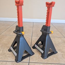 2 Ton (4,000 lb) Capacity Steel Jack Stands Adjustable, Black Orange - 2 Stands