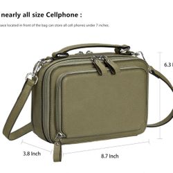 BRAND NEW IN BAG Women's Crossbody Bag,Stylish Purse with Cellphone Slot, Card Holder, Top Handle, Front Pocket, & Durable Material (OLIVE GREEN)