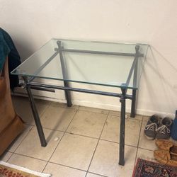 Glass Table, One Of A Kind Solid Metal