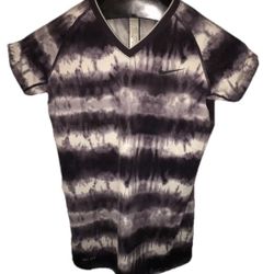 Nike Top Pro dri-fit t-shirt fitted tie-dye Stretch Black  White Womens Sz Small