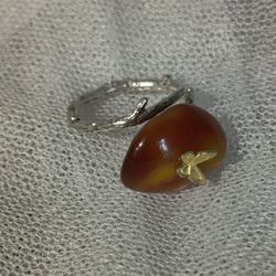 Unique SS Ring With Amber