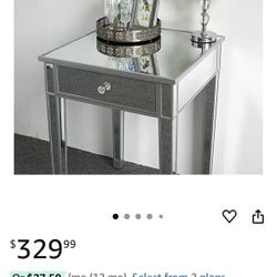 USAStock Mirrored Cabinet End Table 1 Drawer Mirrored Nightstand Bedside Table Night Stand/Accent Table with Drawer for Storage Modern and Cont