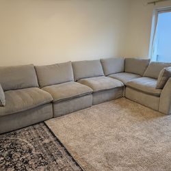 Large Beige Sectional Sofa – Gently Used. Modern L-Shaped Sectional Couch – Neutral Color