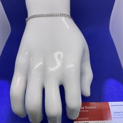 10KT White Gold Cuban Link Bracelet 