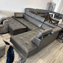 Ibiza gray sectional with ottoman only $899. Easy finance option. Same-day delivery.