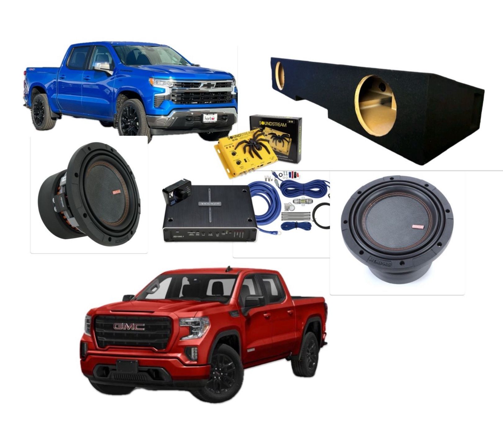 New Full Bass Package Memphis Mojo 8” 3600 Watts Installed For CHEVY SILVERADO GMC SIERRA 2019-2025