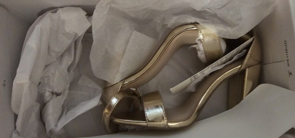 Woman Girl 5.5 Gold High Heel Shoes Dressy Prom Wedding New