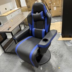 Modern-Depo Video Gaming Recliner Chair, Ergonomic High Back Swivel Reclining Chair with Cupholder, Headrest, Lumbar Support, Adjustable Backrest and 