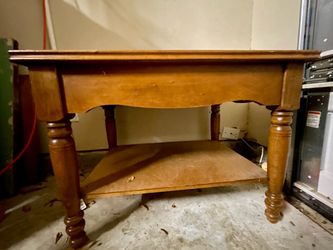 Solid Wood Side Table with Lower Shelf