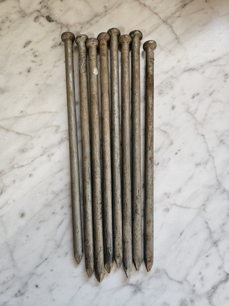 8 pcs JUMBO NAILS / SPIKES 11 1/2" Long GALVENIZED STEEL