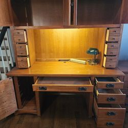 Solid Wood Desk With Hutch