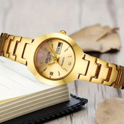 Oruss Women’s Fashion Gold Tone Quartz Watch