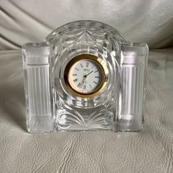 Mikasa Cotillion Frost Clear Crystal Mantel Clock with Gold Accent