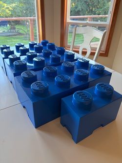 Lot of 4 Bright Blue Lego Storage Brick Organizer