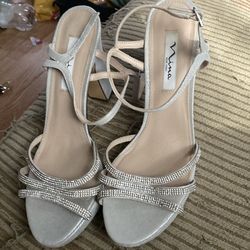 Silver prom heels size 11