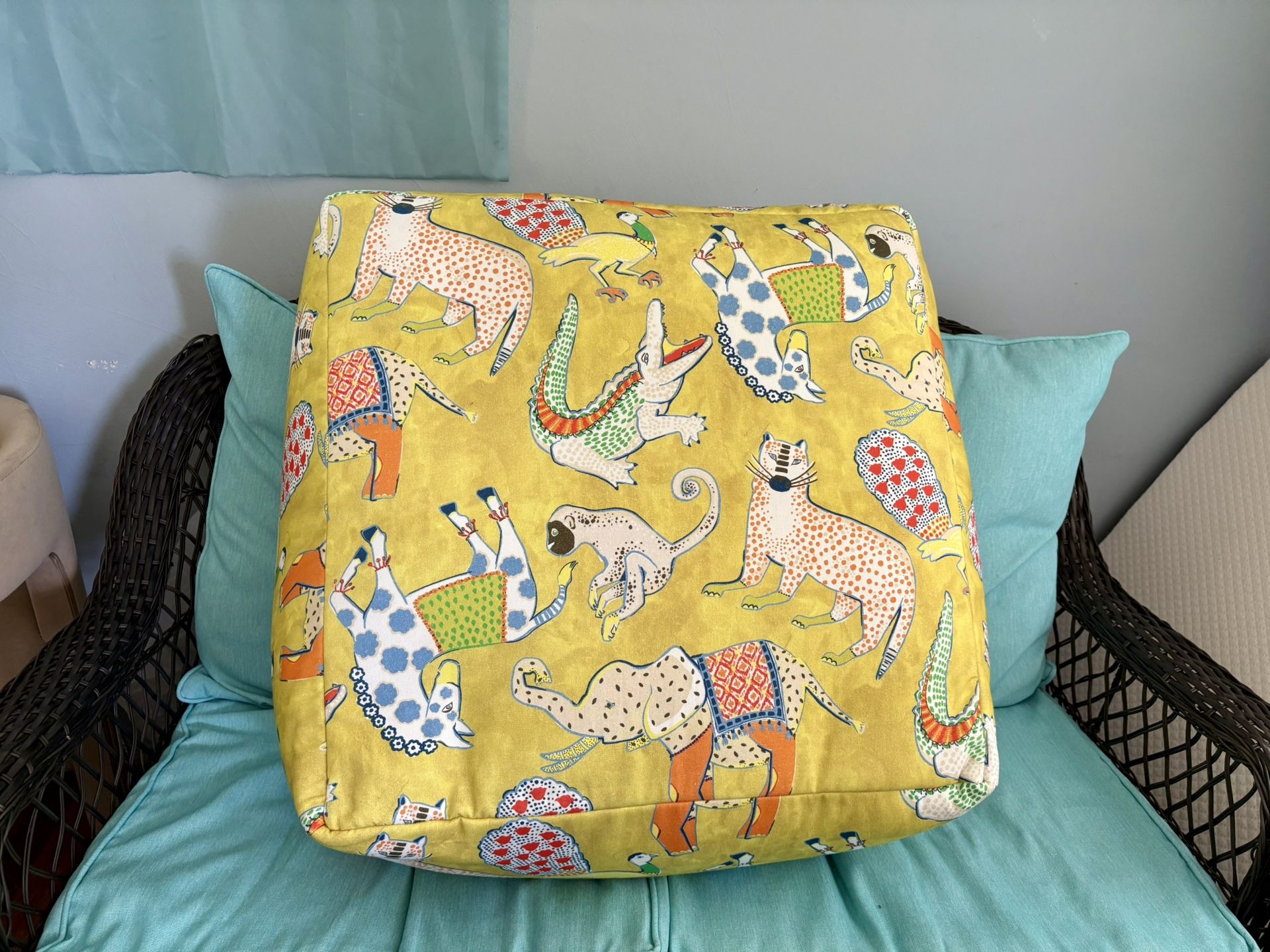 Eastern accents hullabaloo collection whimsical pouf — large 24”x24” ottoman floor chair