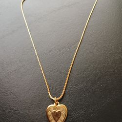 Women's Vintage Speidel Gold 10KTGF Heart Pendant Necklace 