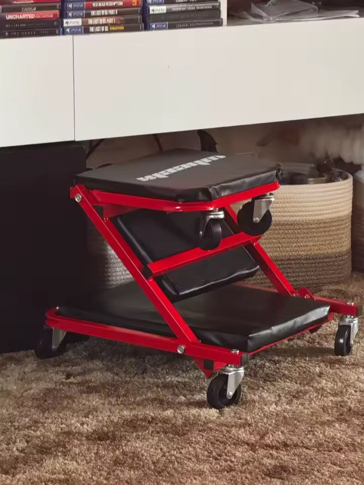 3-in-1 Rolling Mechanic Creeper Z Seat, Foldable Garage Chair Lay Down Sit Lean Back