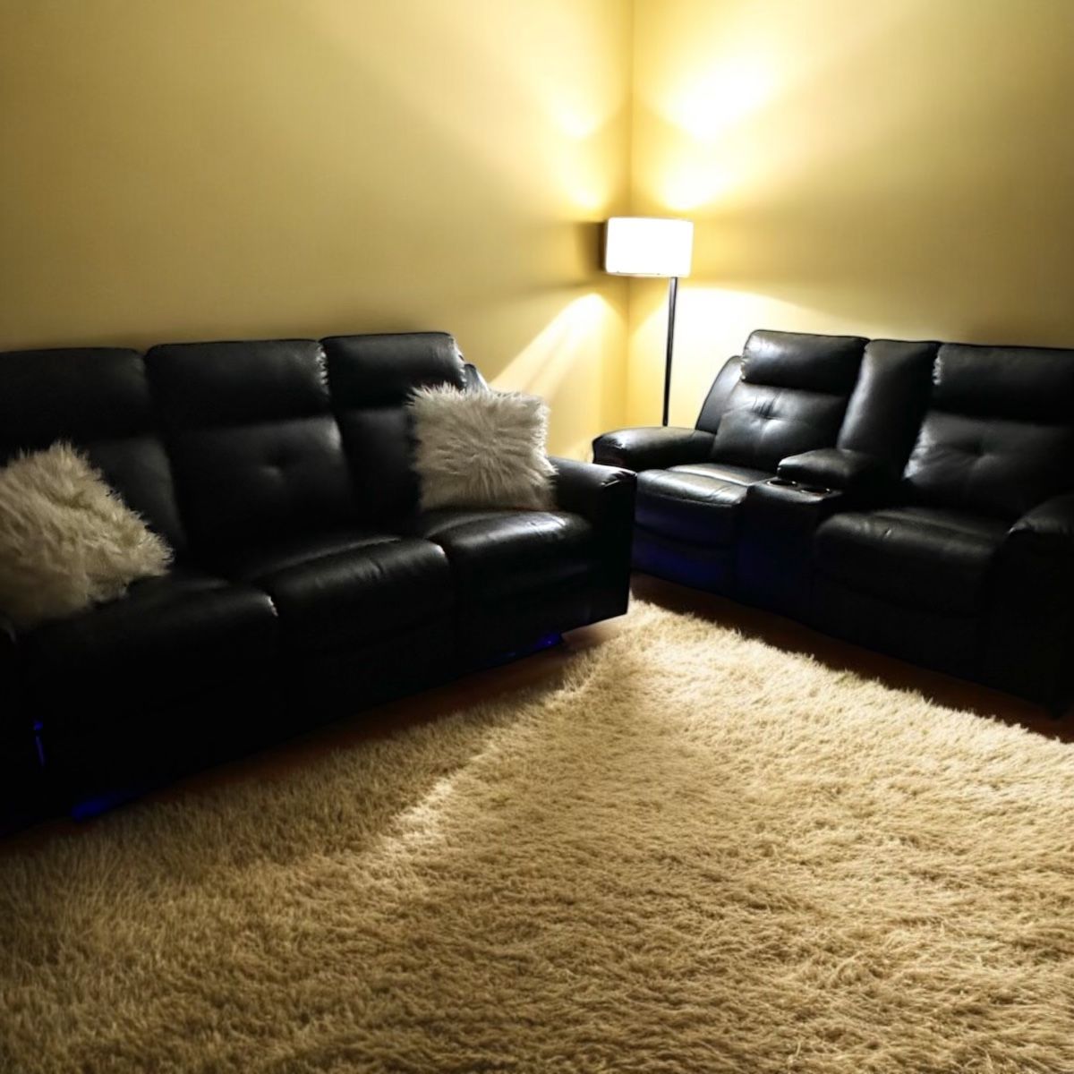 Leather Recliner Sofa And Loveseat With Lights